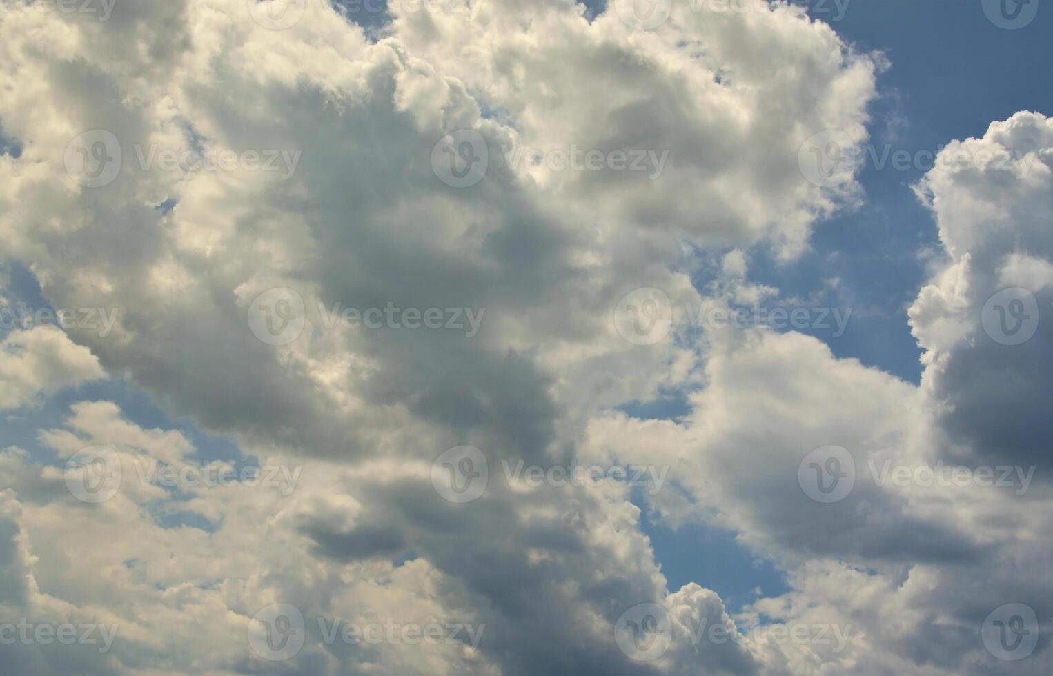 Beautiful blue sky background template with some space for input text message below isolated on blue photo