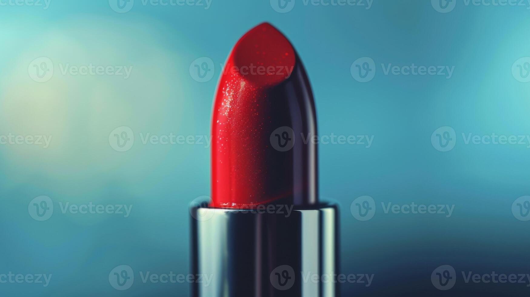 Close-up of a vibrant red lipstick showcasing fashion, beauty, cosmetics, elegance, and glamour photo