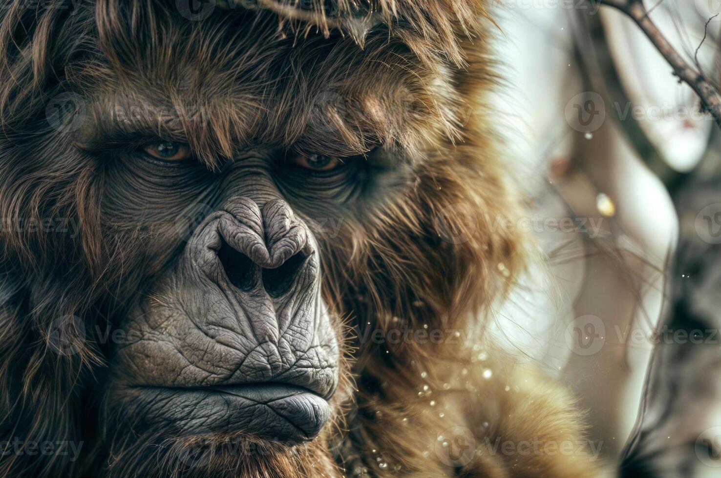 Bigfoot close-up portrait reflects the mysterious and mythical nature of the cryptic creature photo
