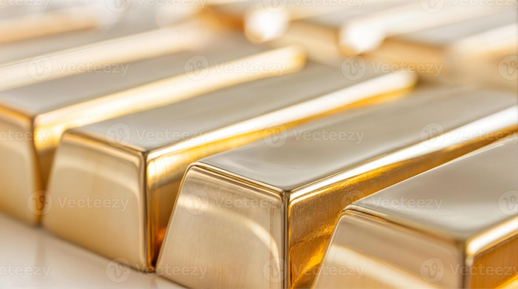 Gold bars showcase investment and wealth through shiny bullion banking in precious metal reflections photo