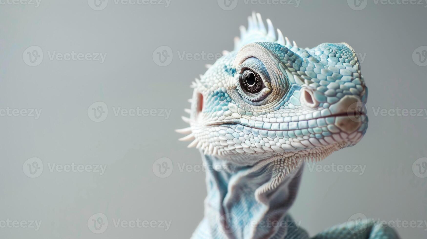 Close-up reptile portrait capturing the dragon's eye, scales, and textured blue skin photo