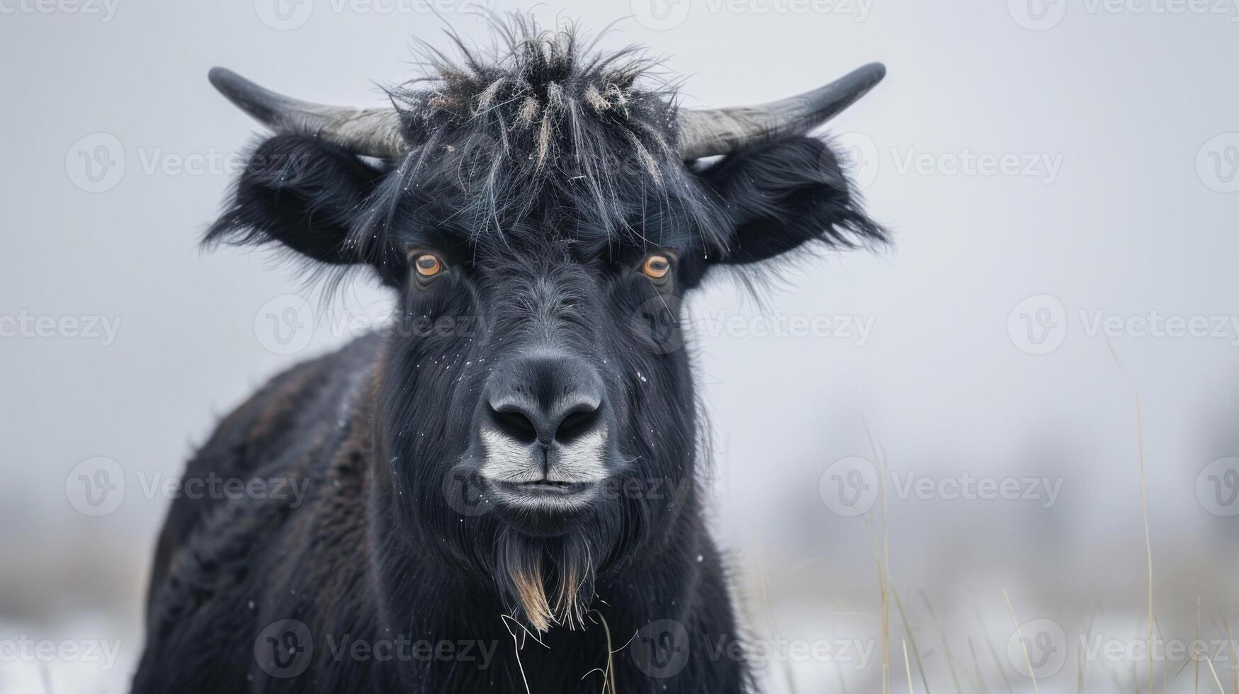 yak retrato exhibiendo naturaleza, fauna silvestre, mamífero caracteristicas con atención en piel y cuernos foto