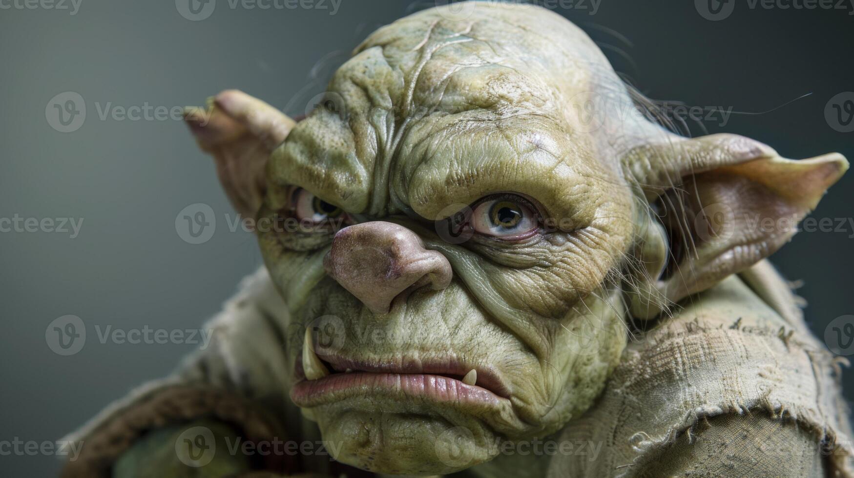 Ogre in costume displaying mythical creature prosthetics with detailed fantasy makeup photo