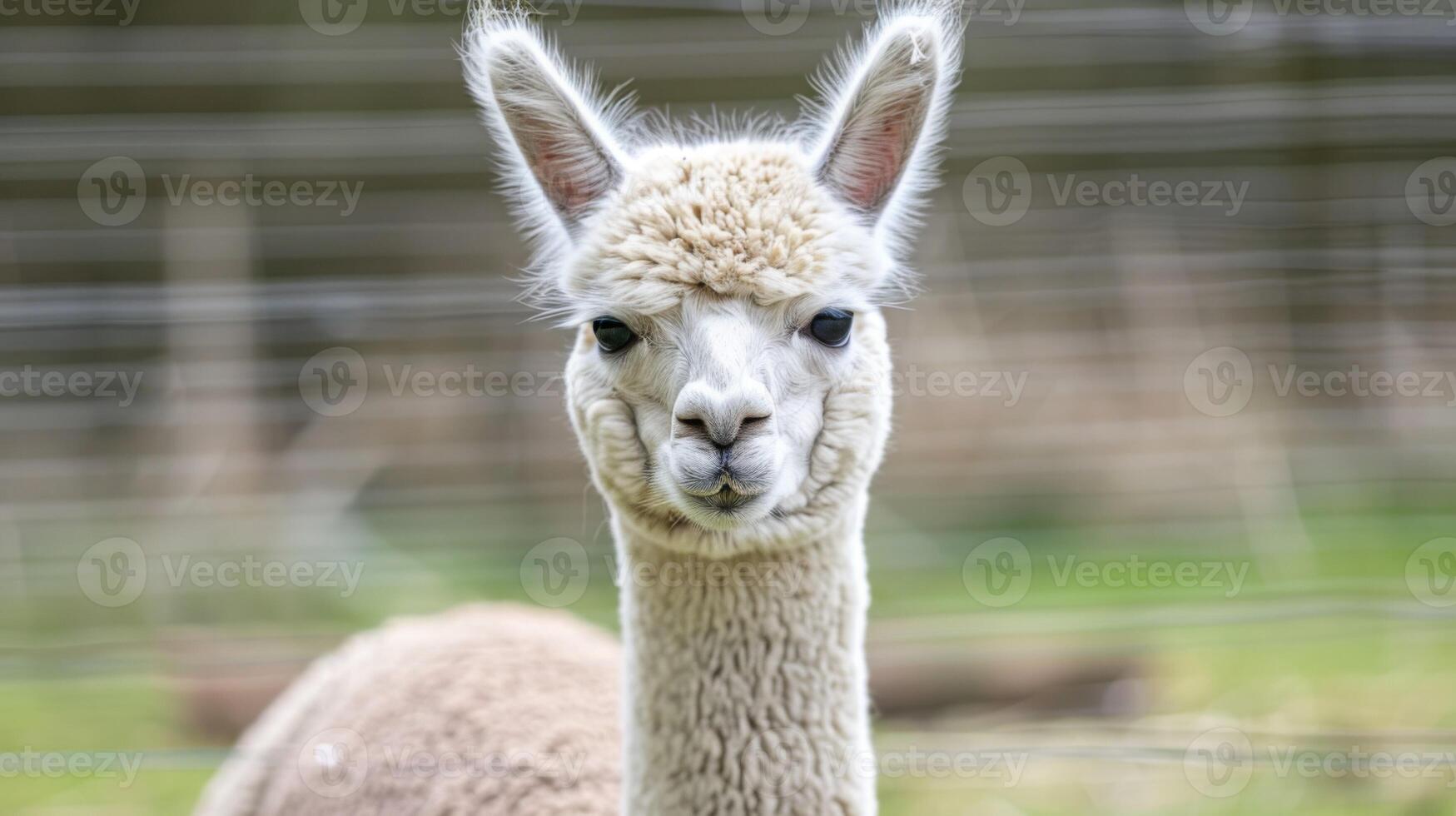 sereno alpaca retrato demostración de la naturaleza amable y curioso fauna silvestre mamífero con un mullido granja apelación foto