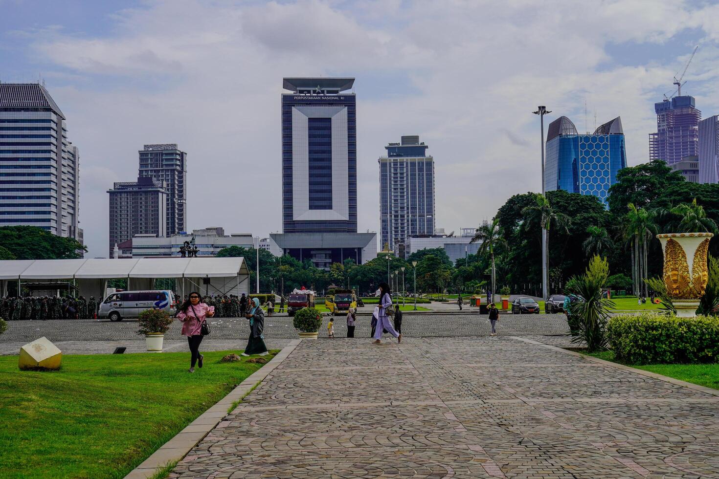 Central Jakarta, January 30, 2024 - beautiful view of skyscrapers with a bright afternoon sky. photo