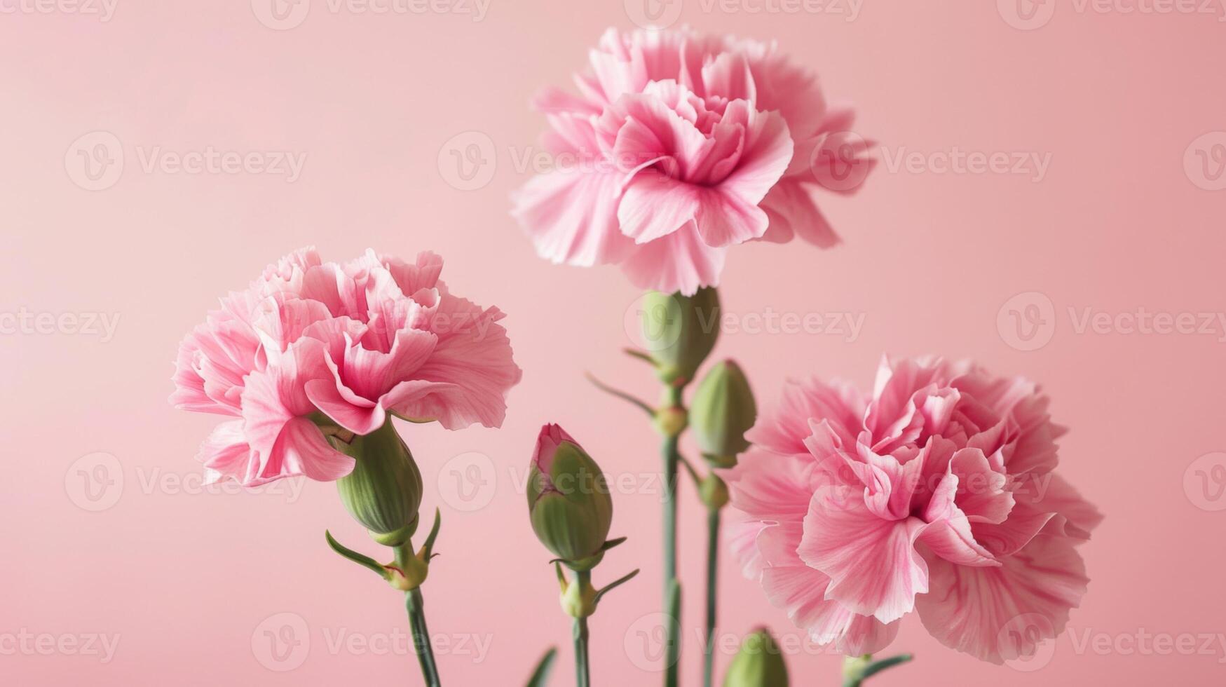 de cerca de rosado claveles demostración pétalos, florecer, y floral belleza con un suave pastel antecedentes foto