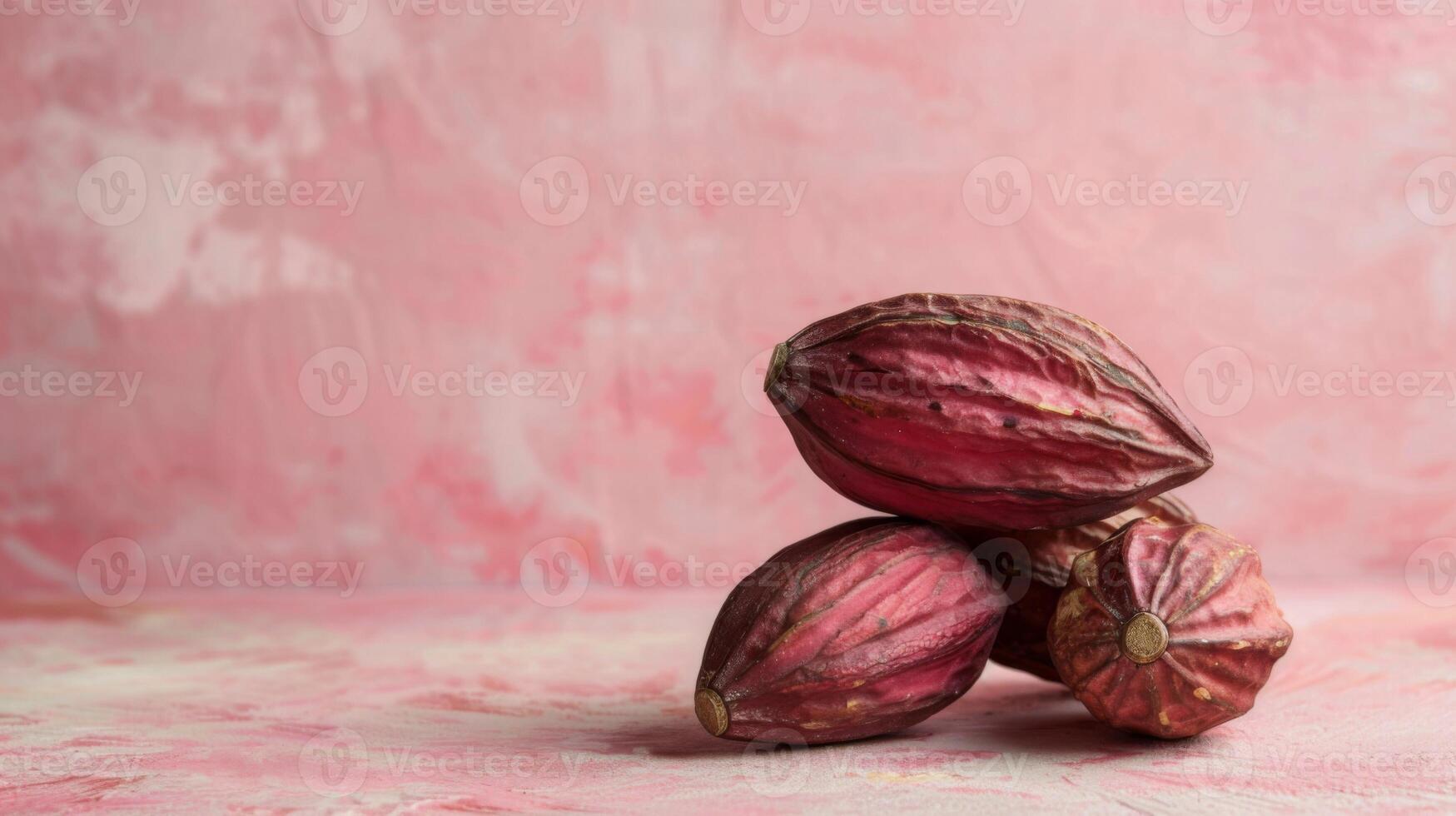 Stacked kola nuts with a textured red and brown seed surface displayed with African traditional roots photo