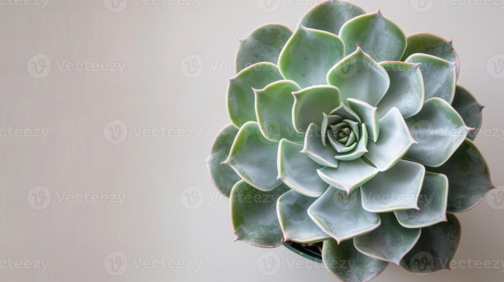 Close-up of a green Echeveria succulent plant showcasing its rosette texture and botanical nature in a minimalistic design photo
