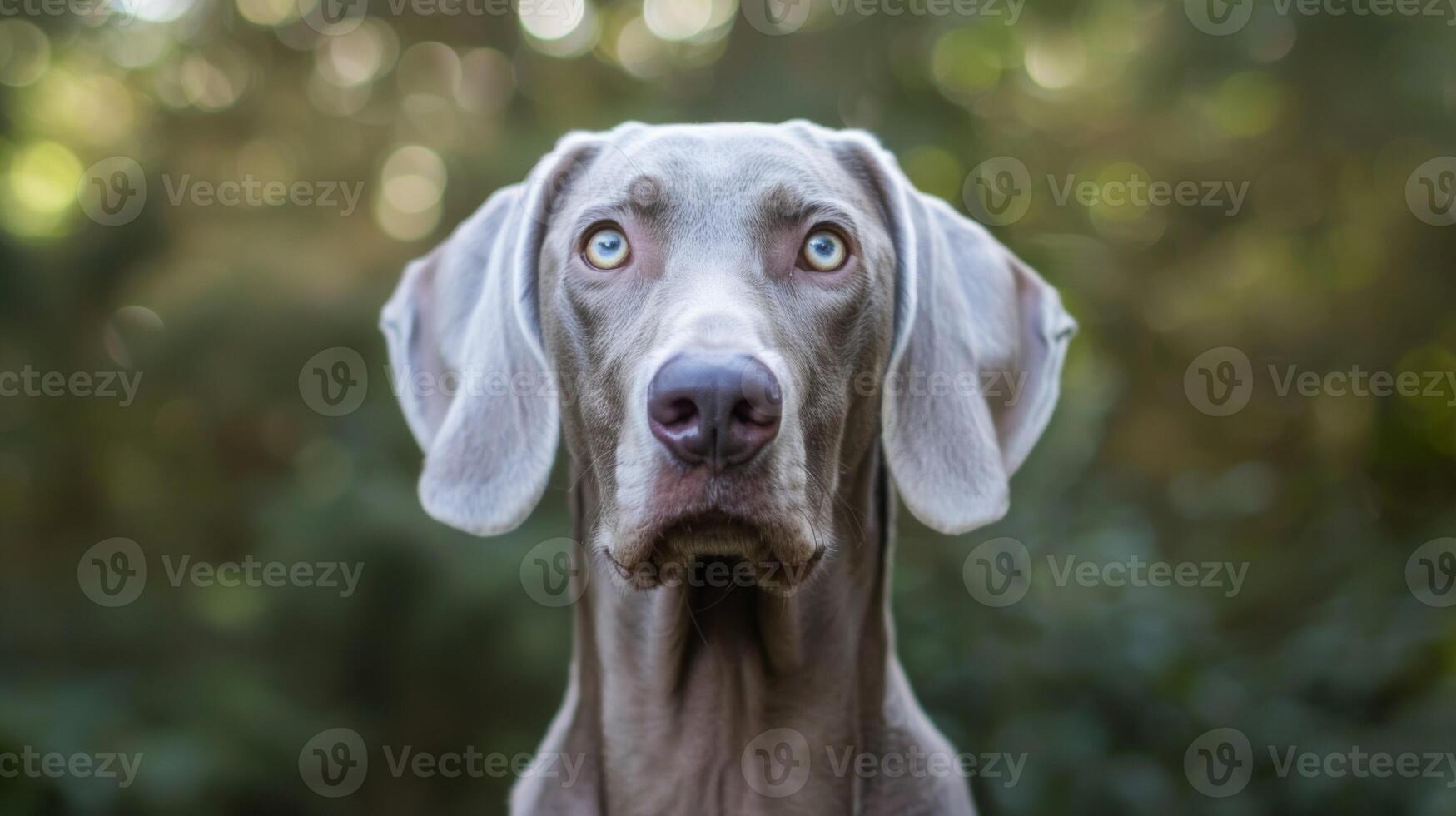 Weimaraner dog portrait showcasing animal pet eyes with a breed specific curious expression photo