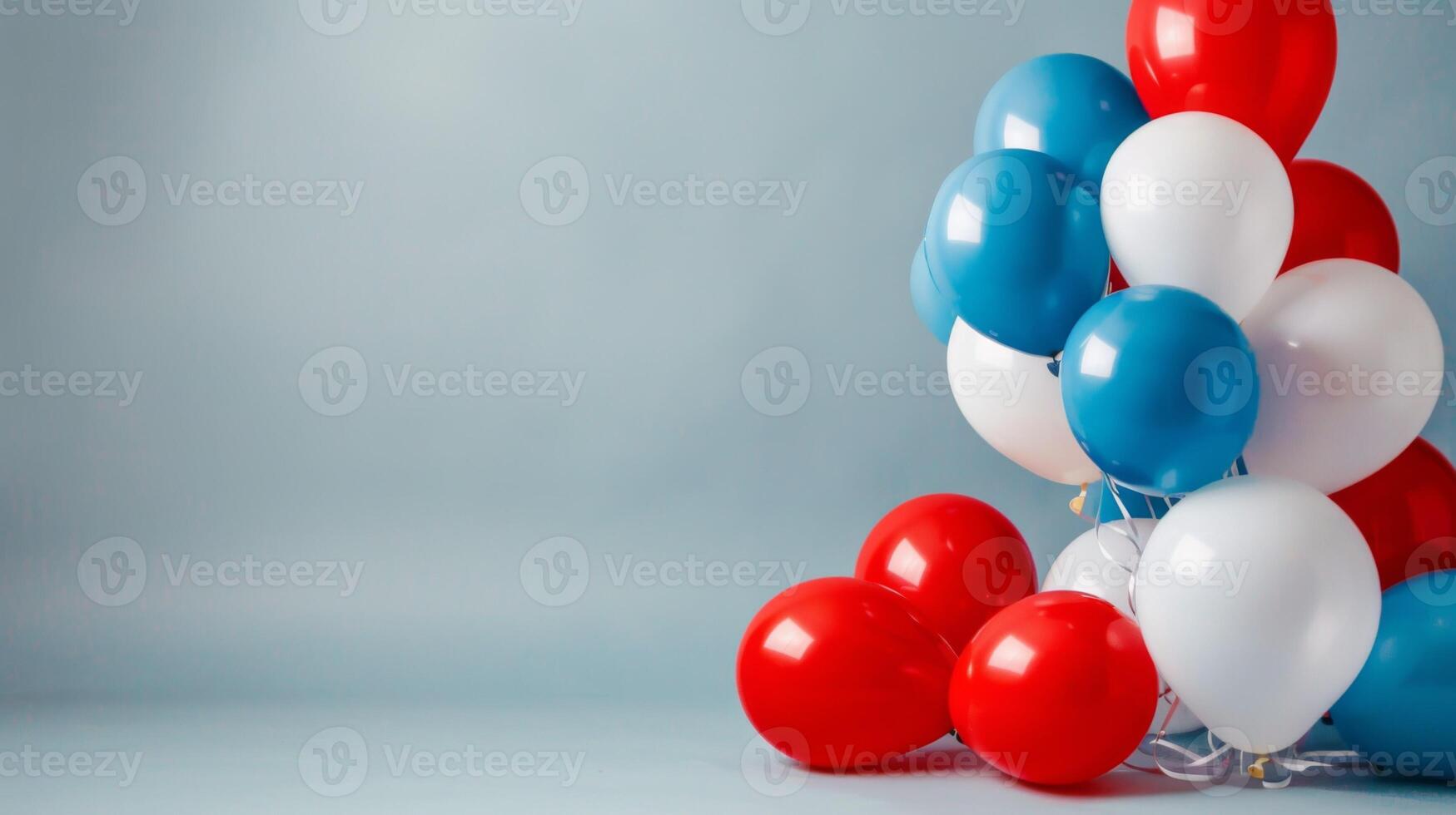 rojo blanco y azul globos en un festivo celebracion ajuste foto