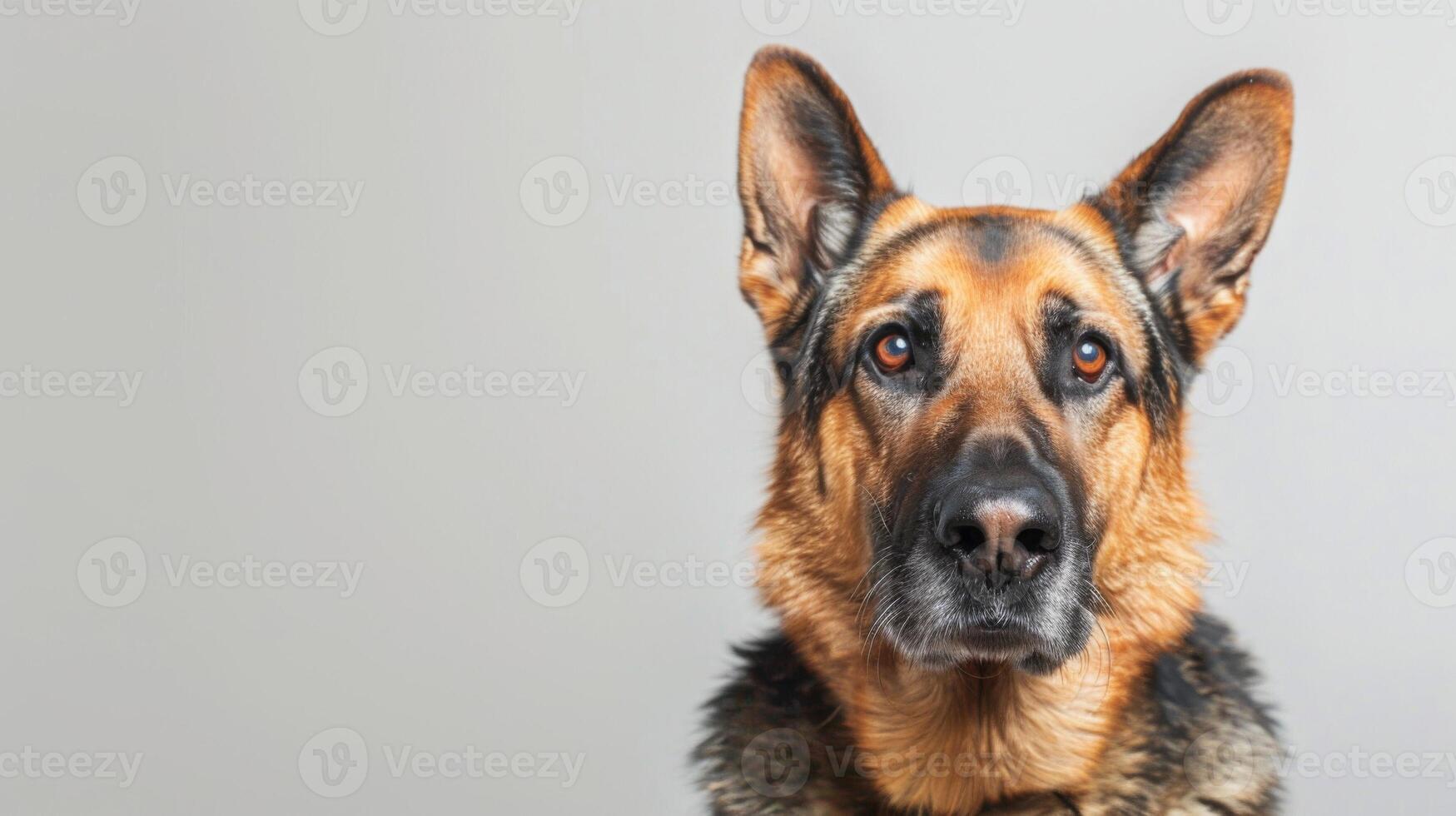 German Shepherd dog portrait featuring an animal that is loyal and intelligent with alert ears photo
