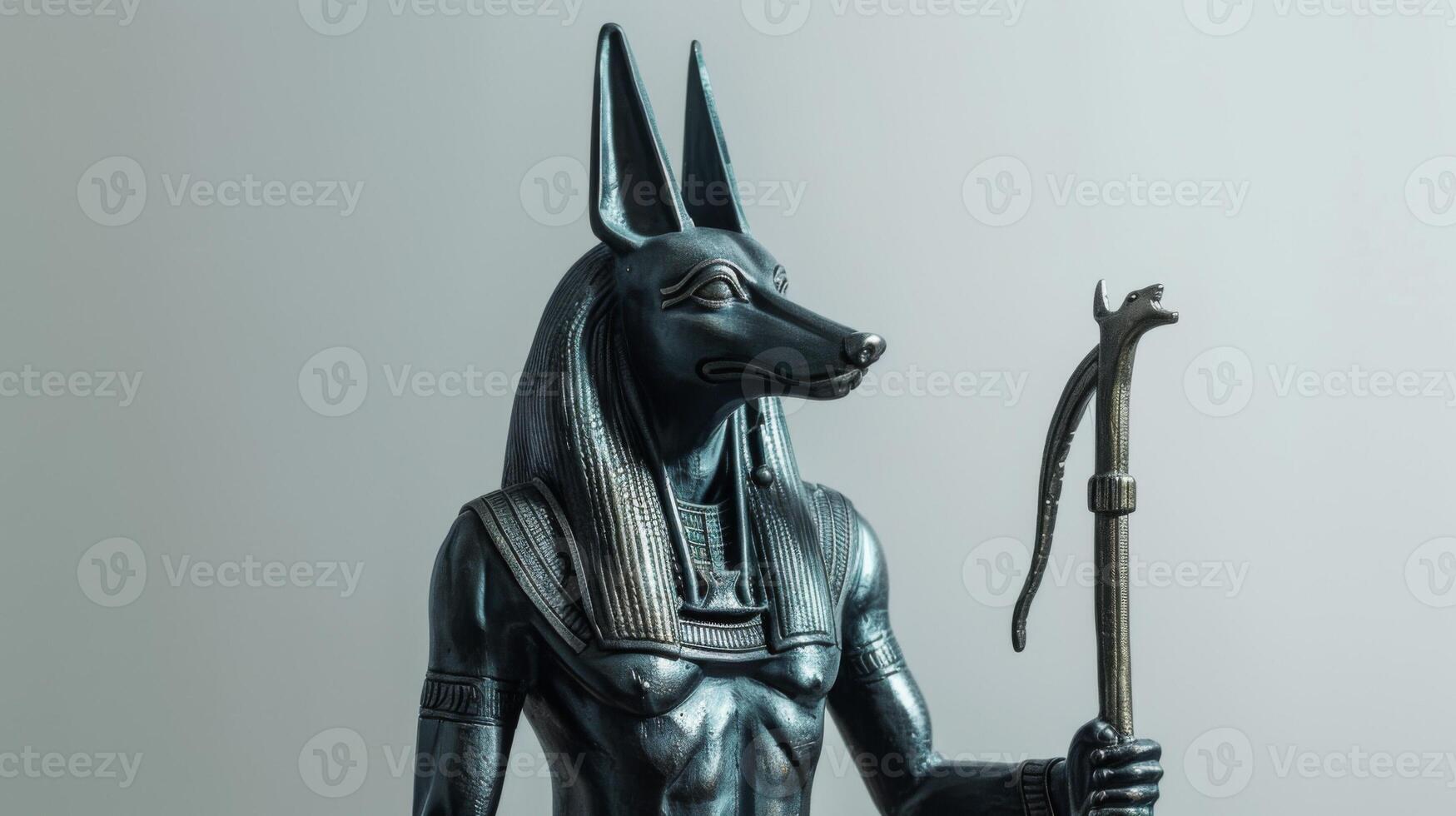 Metallic Anubis statue depicting the ancient Egyptian deity in mythology photo