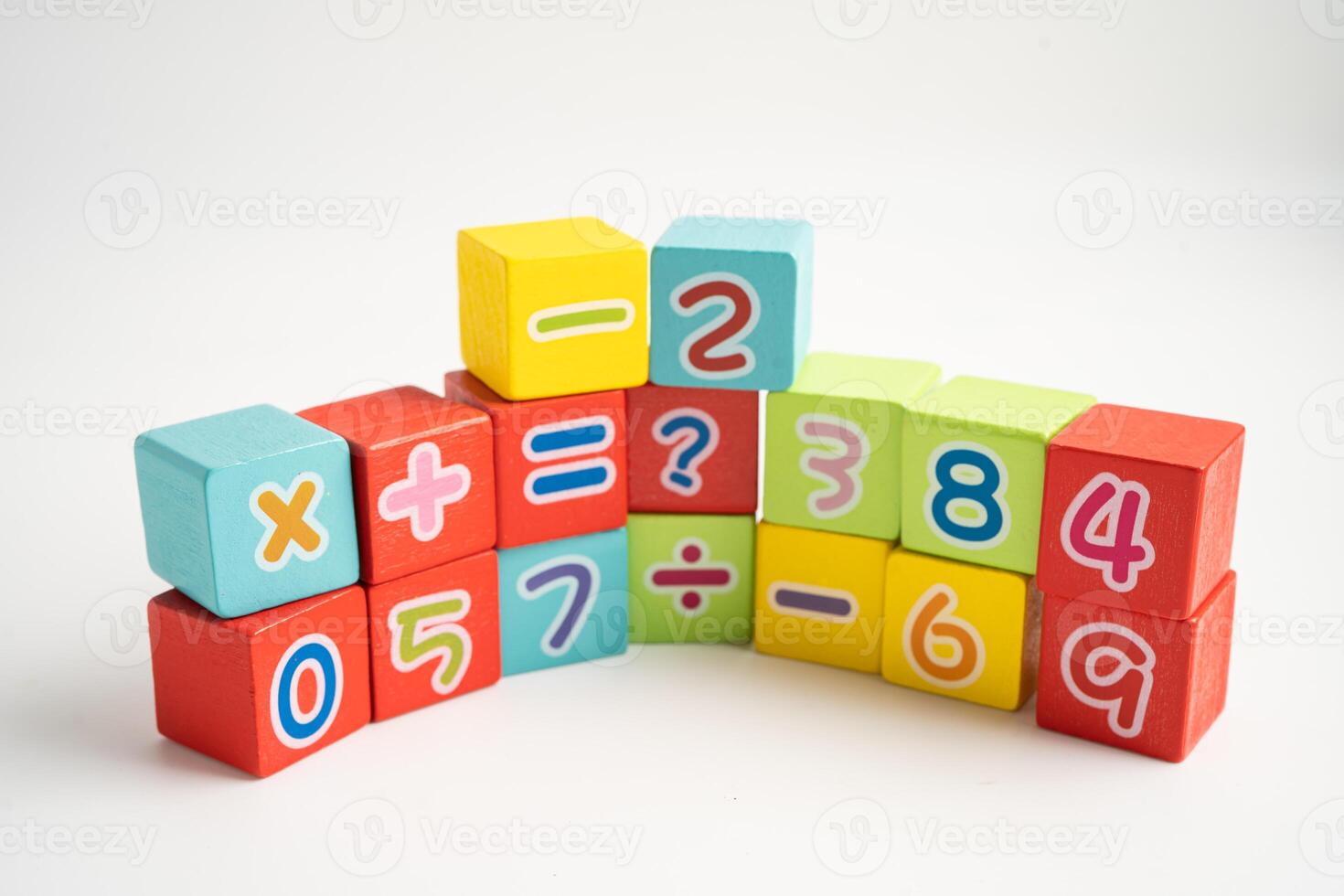 Math number colorful on white background, education study mathematics learning teach. photo