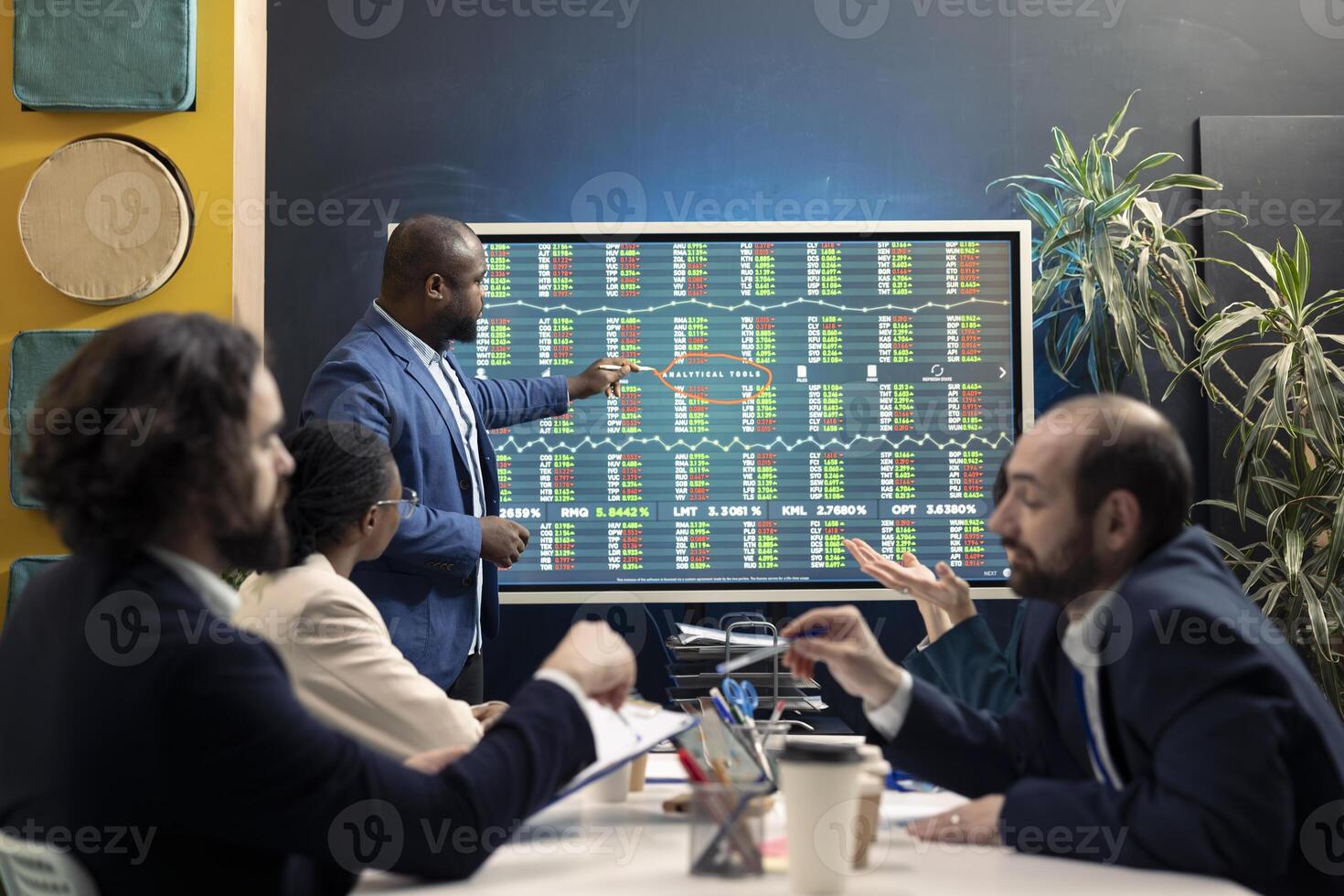 Business partners reviewing key performance metrics within the enterprise activity. Conducting evaluations and discuss training to forge professional development, enhancing productivity. photo