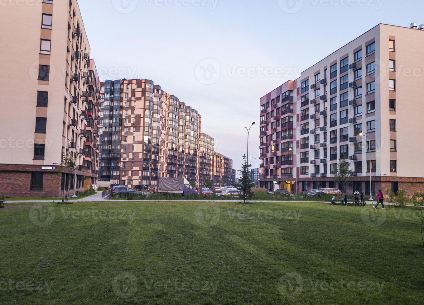 Close up shot of modern residence district. City photo