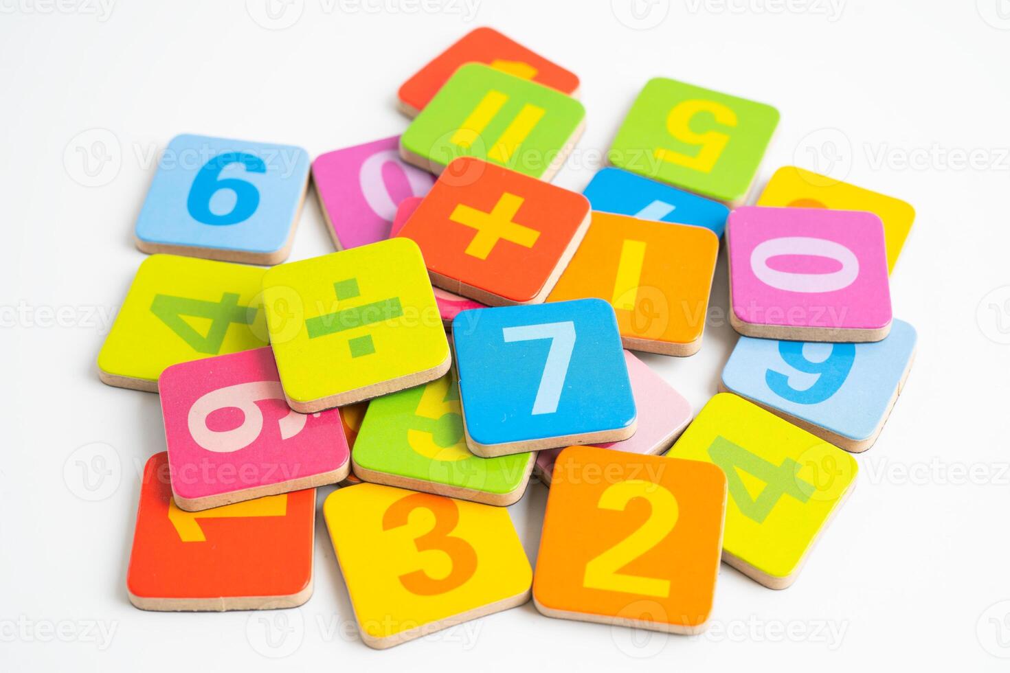 Math number colorful on white background, education study mathematics learning teach. photo