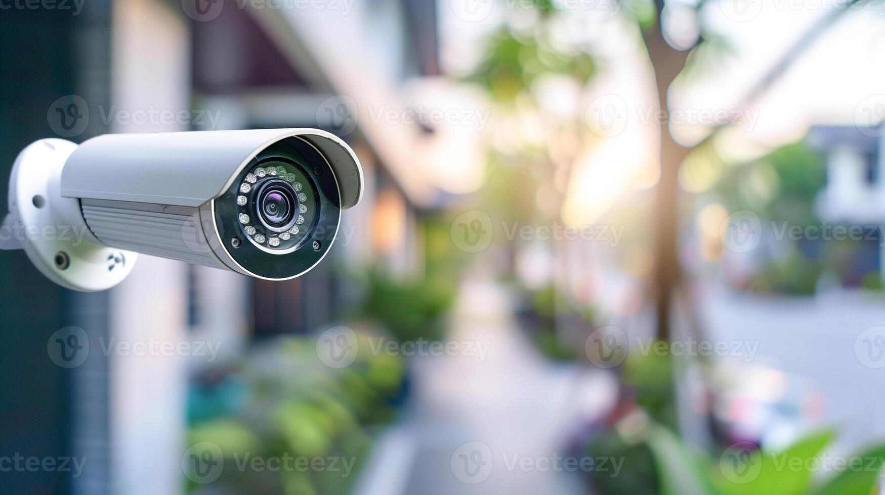 CCTV Closed circuit camera, TV monitoring in village at home, security system concept. photo