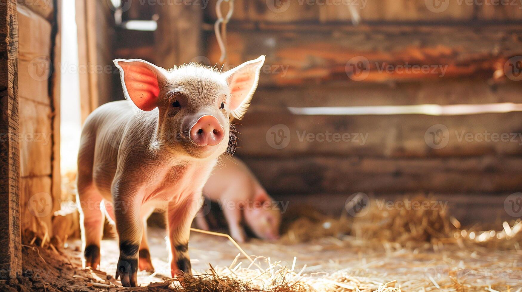 Pig group animal in commercial farm. photo