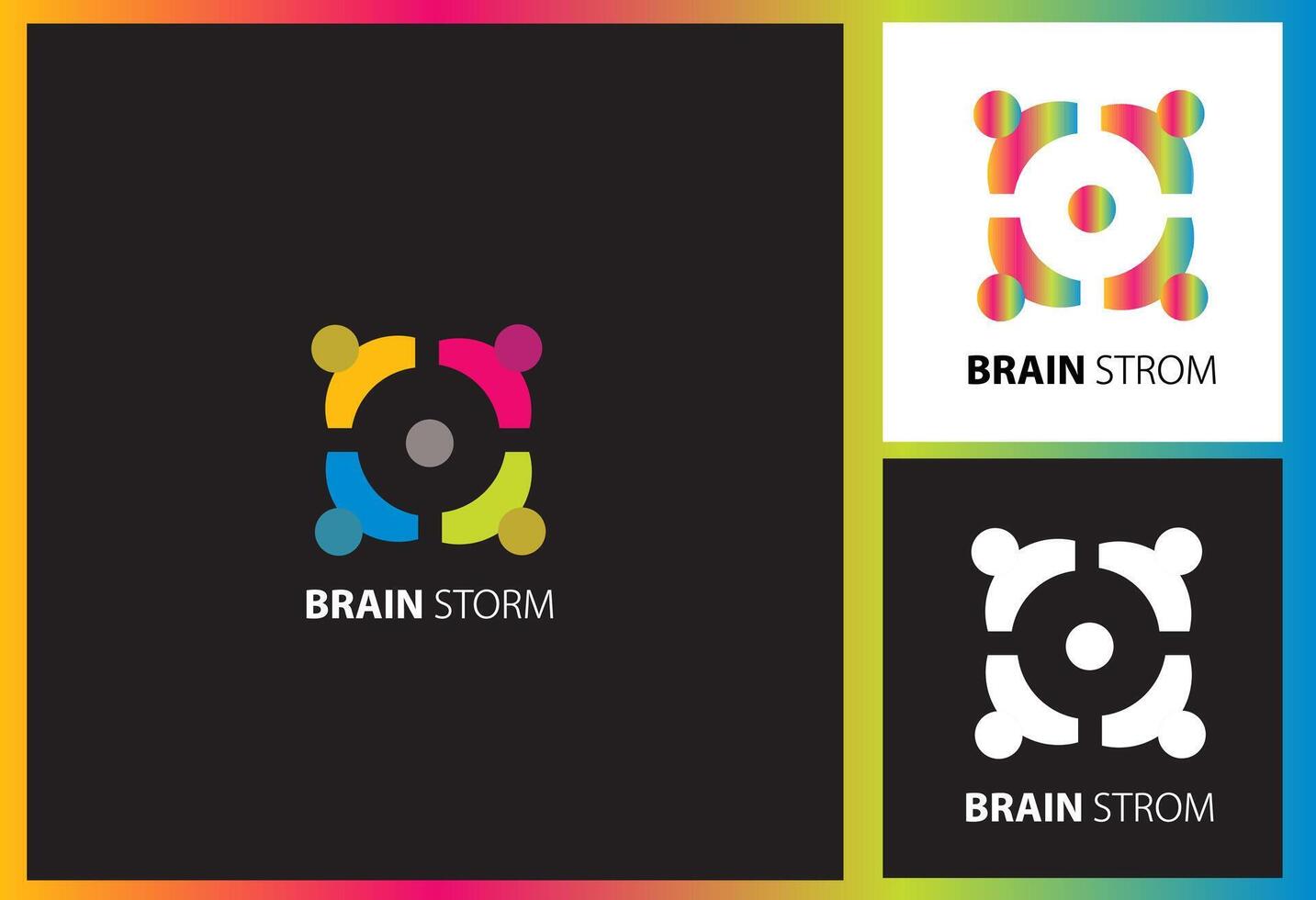 colorful brain stroming logo design vector