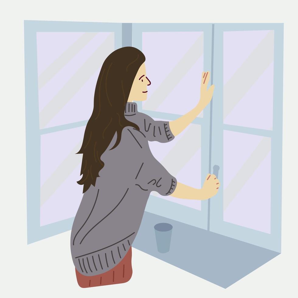 illustration open window vector