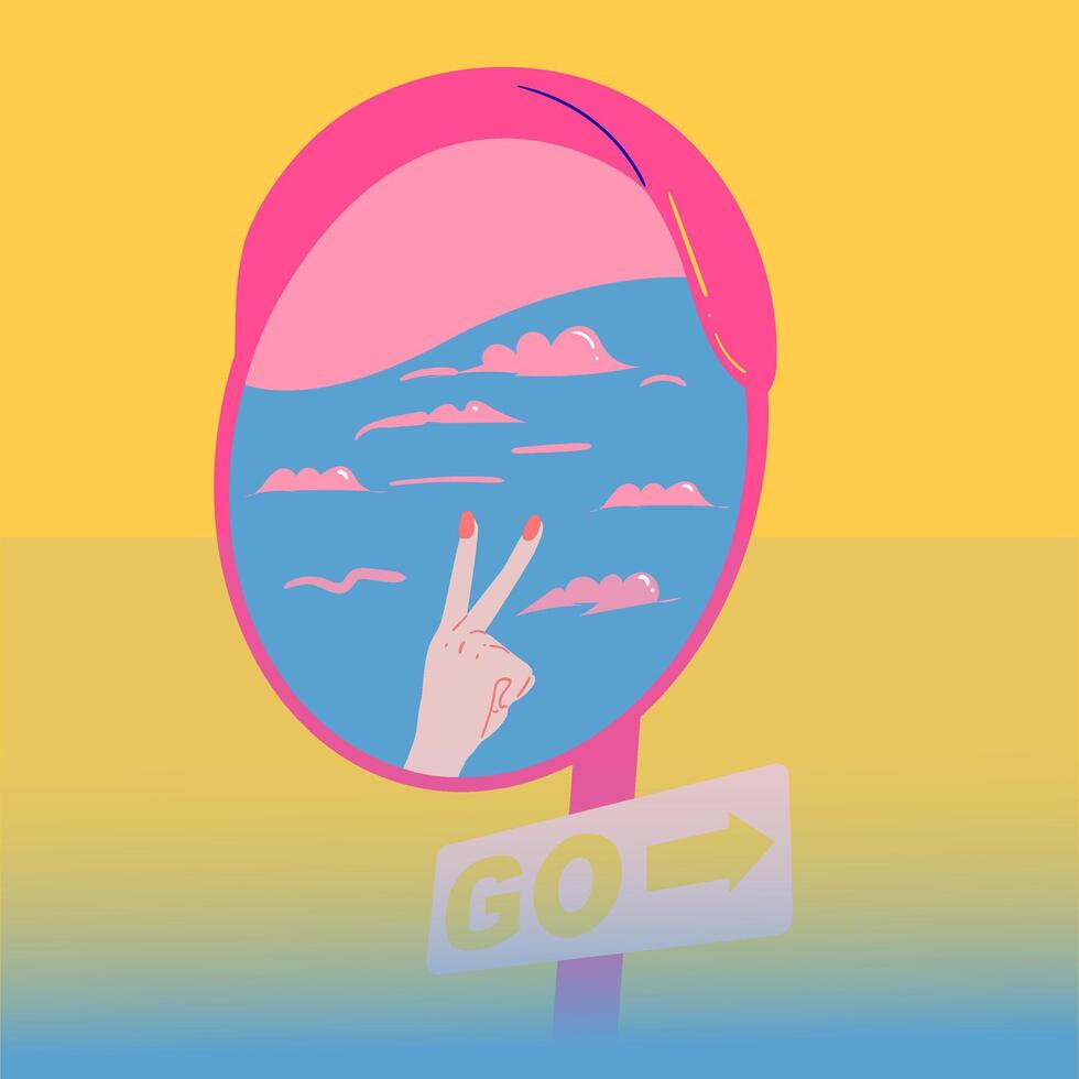 street mirror illustration abstract vector