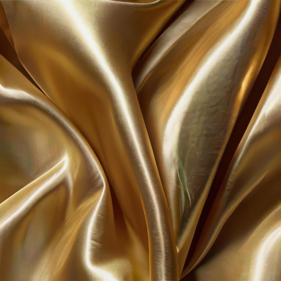 A background with silk white fabric luxurious gold textures. photo