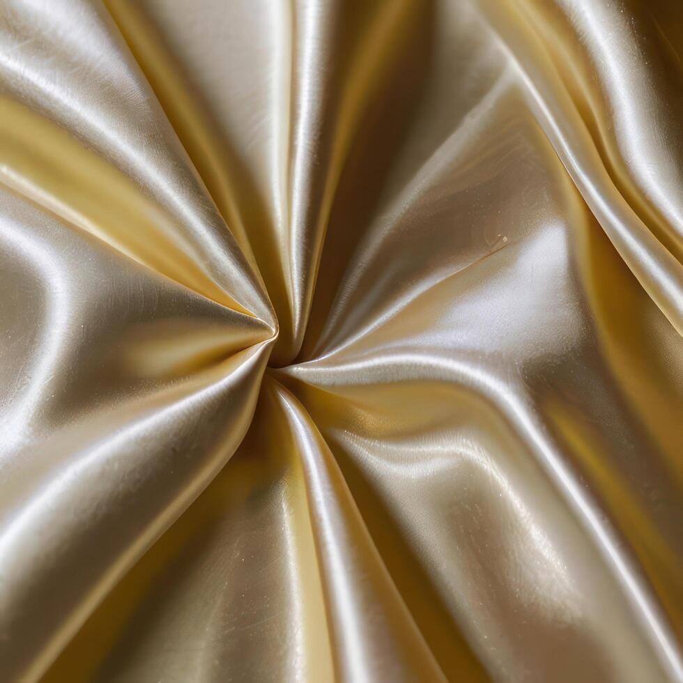 A background with silk white fabric luxurious gold textures. photo