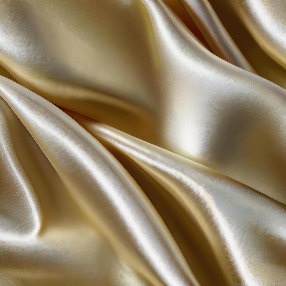 A background with silk white fabric luxurious gold textures. photo