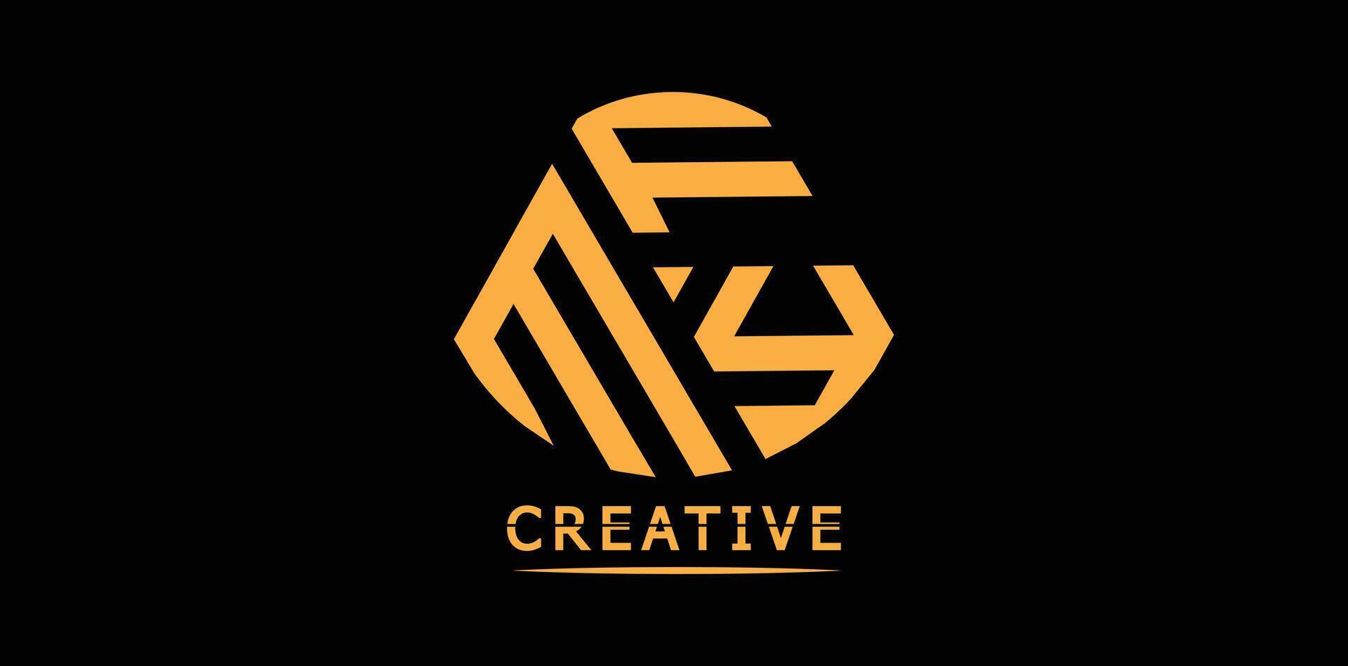 Creative MFY polygon letter logo design vector