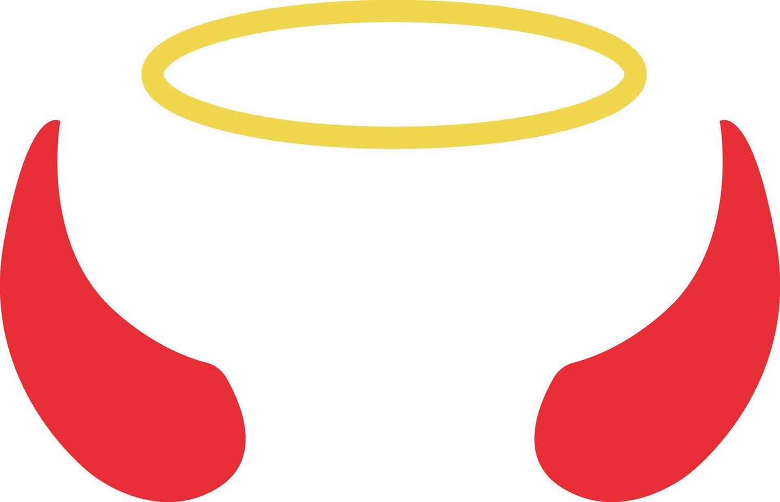 Angel halo and devil red horns. Angel and devil sign. Holy nimbus and red horns symbol. flat style. vector