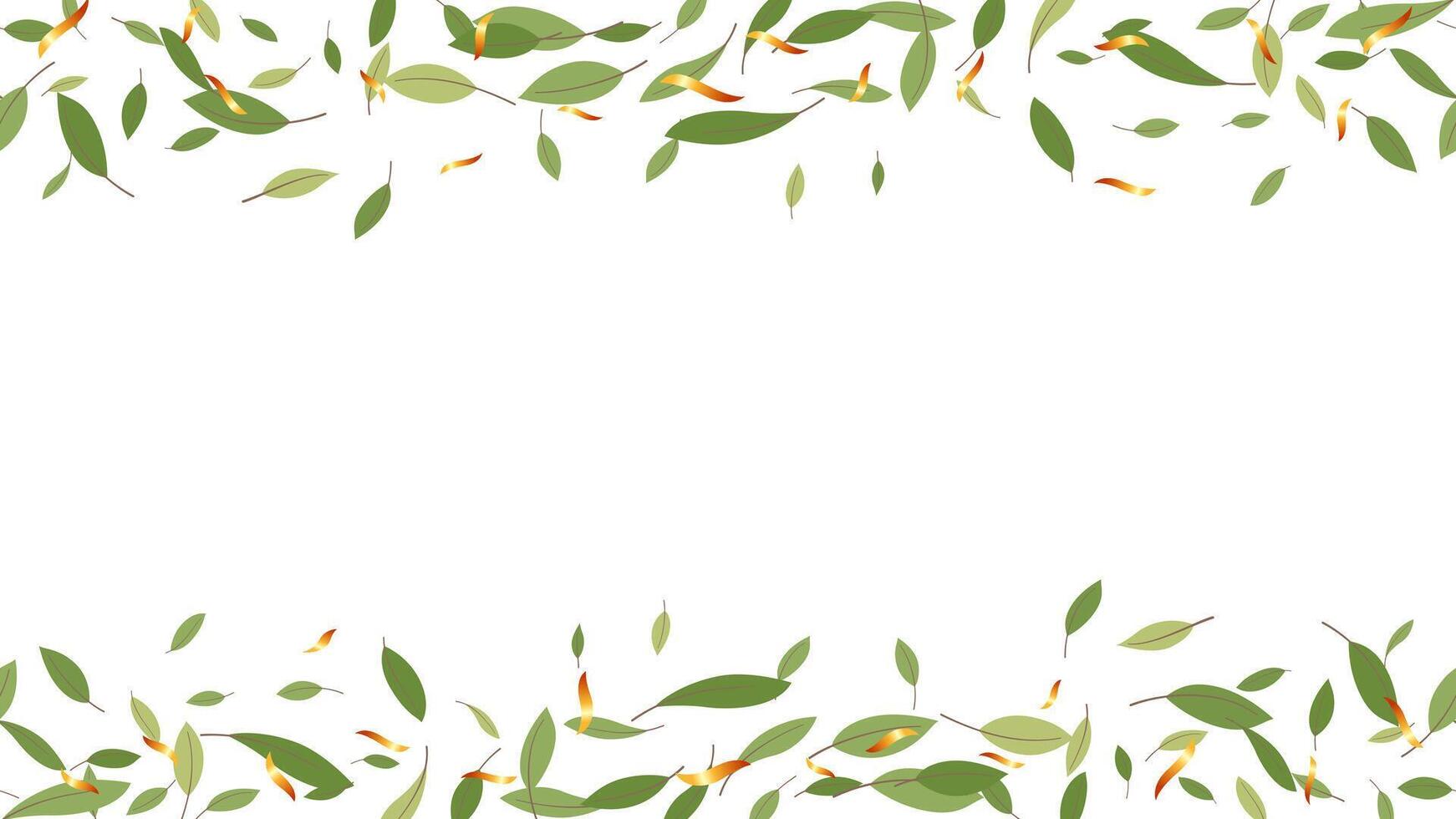 decoration frame copy space ecology green leaf and gold confetti seasonal vector