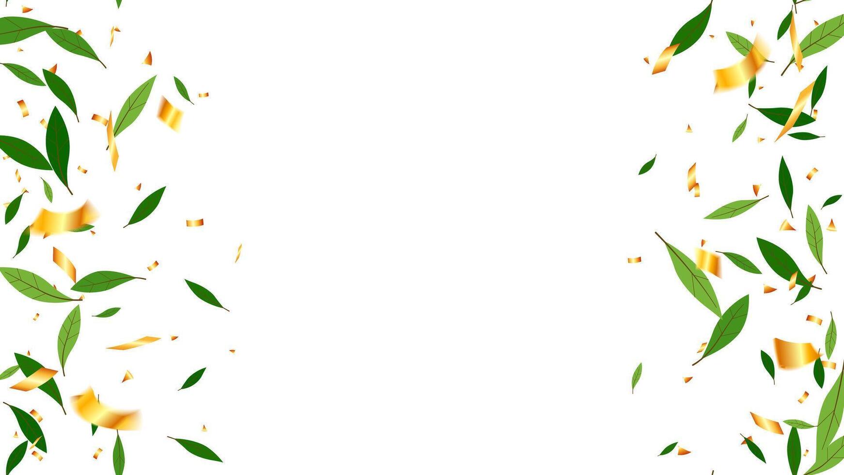 Summer time creative banner frame with green leaves foliage and gold confetti vector