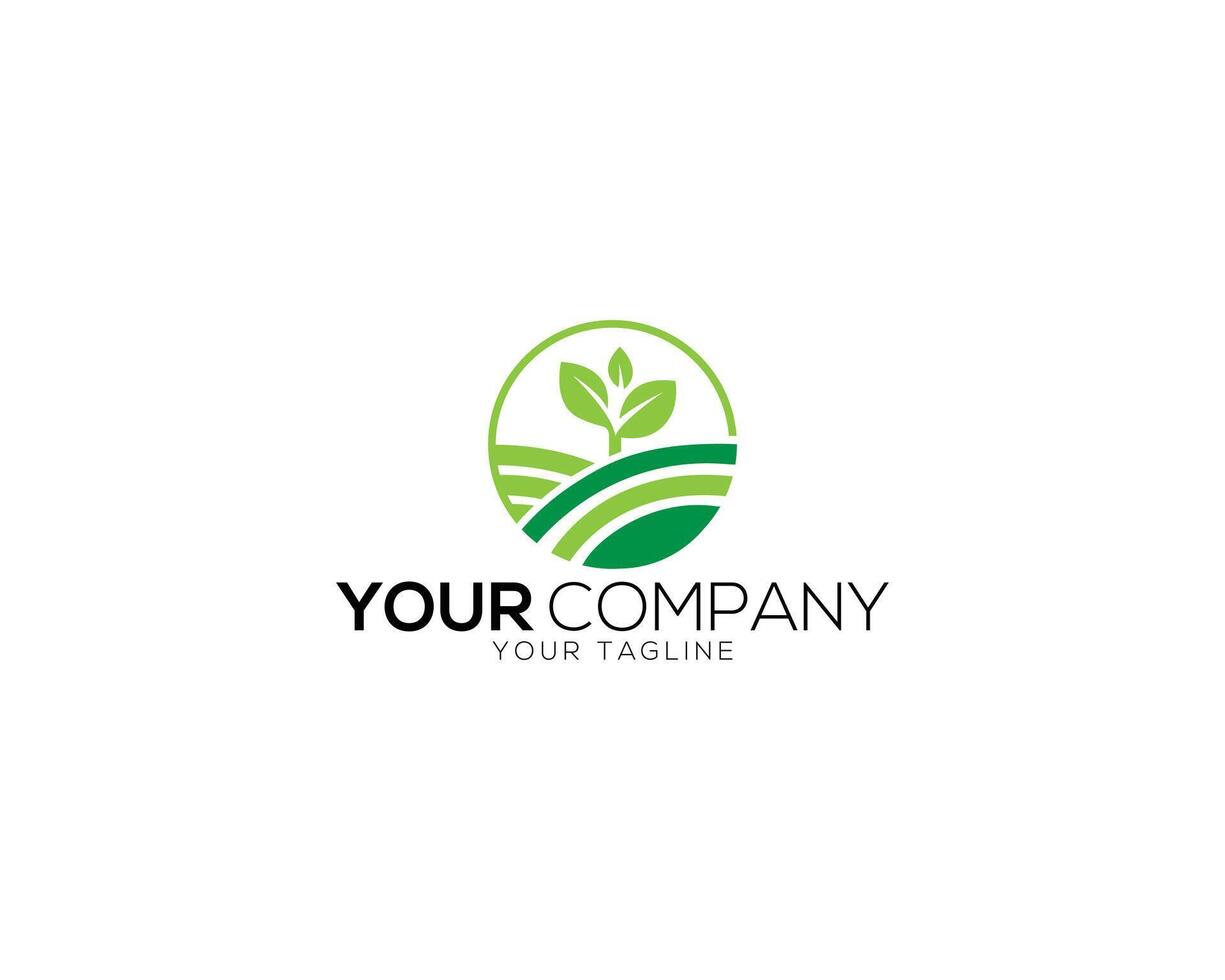 Circle Green Leaf Growing Plant Modern Logo Design Template. vector