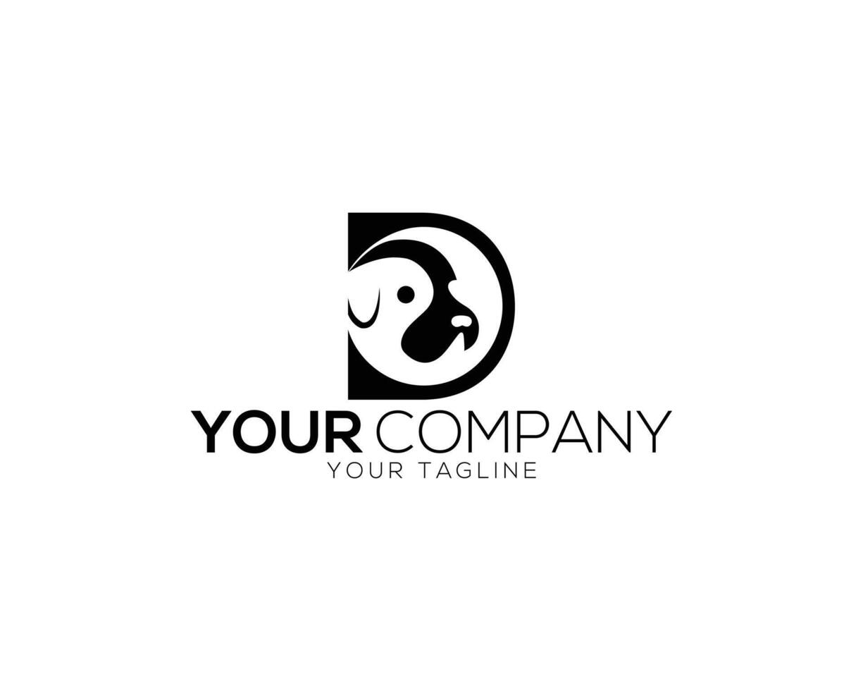 Dog in letter D abstract logo icon design concept template. vector