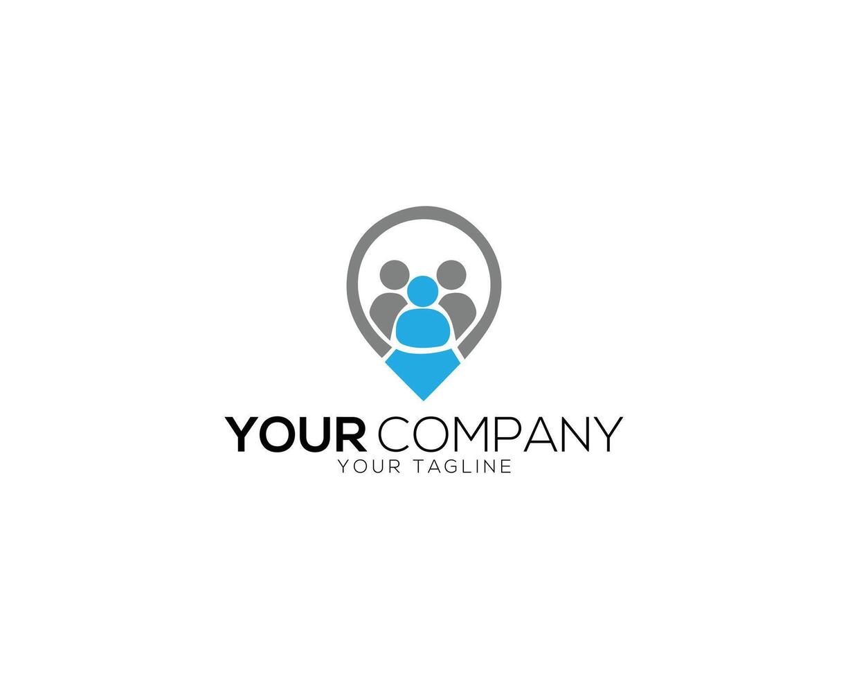 Group people location icon logo design concept. vector