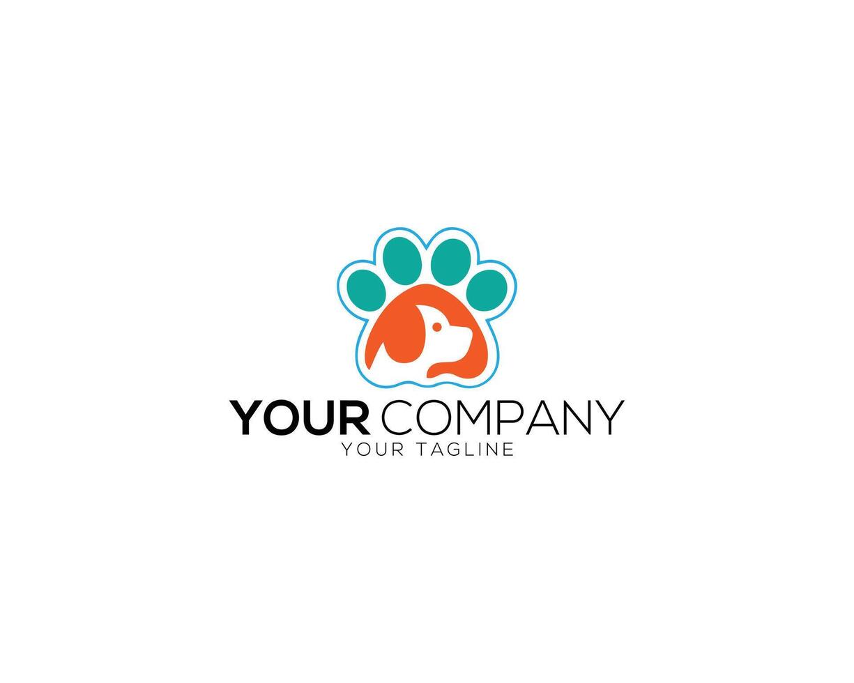 Paw with dog logo icon template design. vector