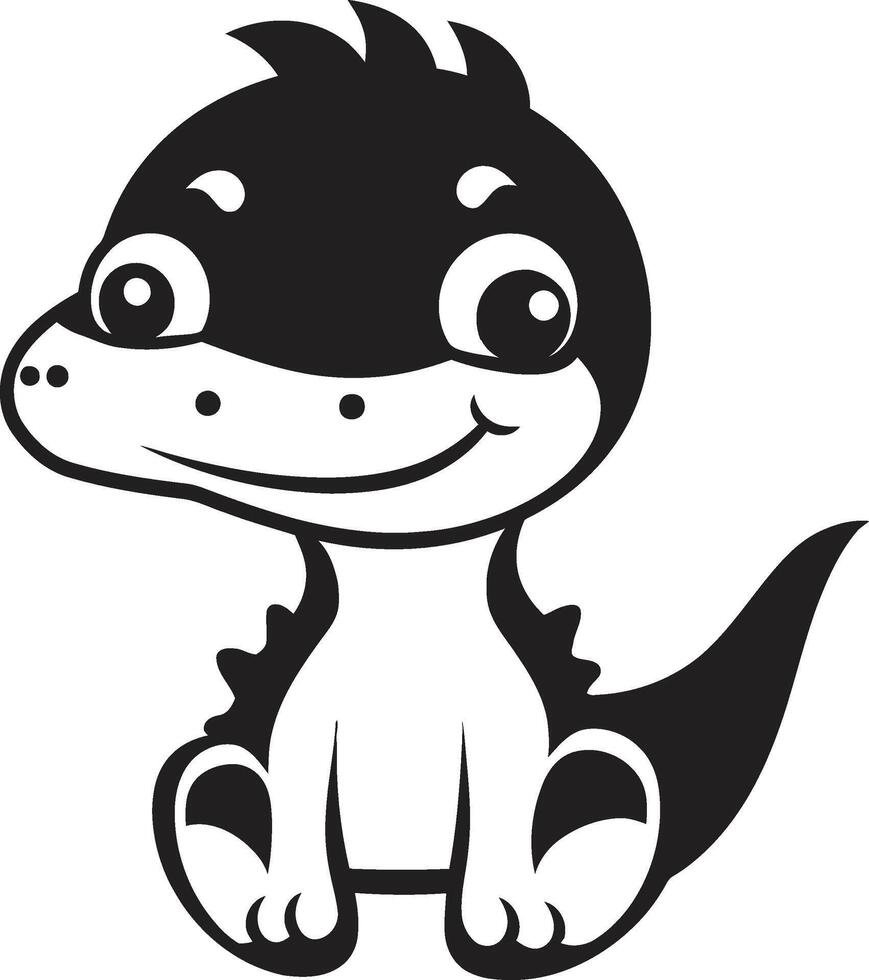 Whimsical Dino Elegance Black Charming Dino Delight Cute Black vector