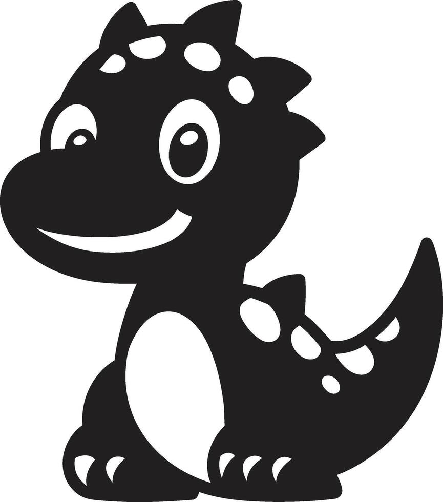 Whimsical Dino Charm Cute Black Dino Delightful Black vector