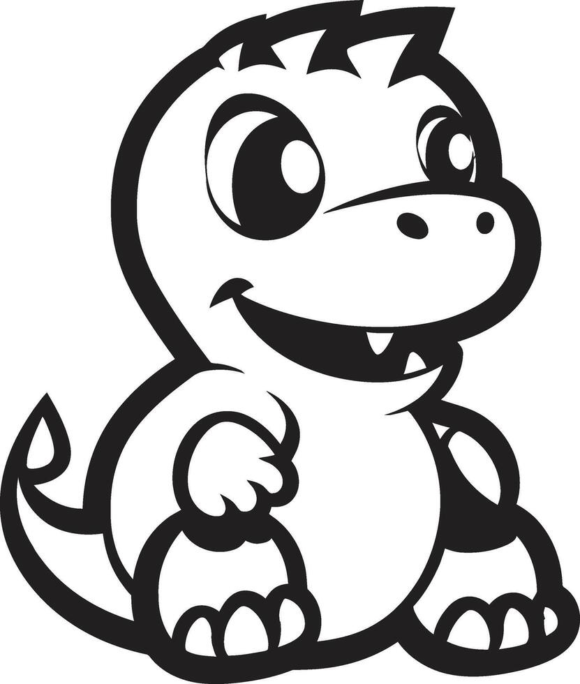 Whimsical Dino Chic Cute Black Charming Dino Elegance Black vector