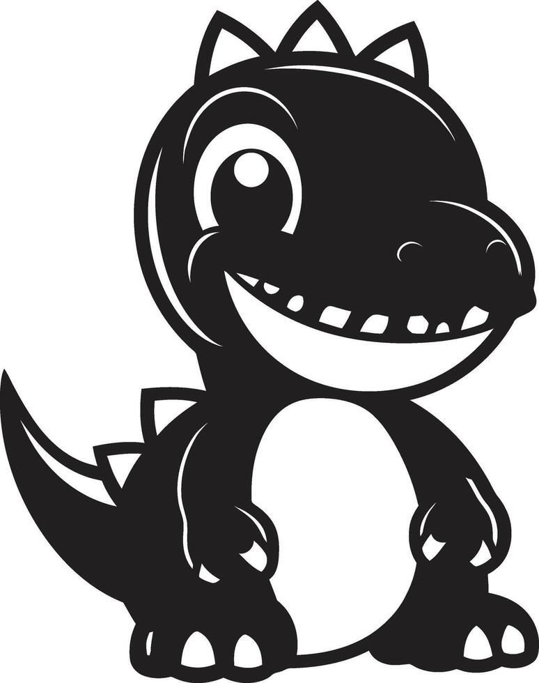 Cuddly Dino Charm Cute Black Dino Delightful Black Cartoon vector