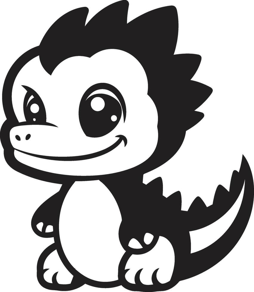 Joyful Dino Hug Black Lovely Dino Chic Cute Black vector