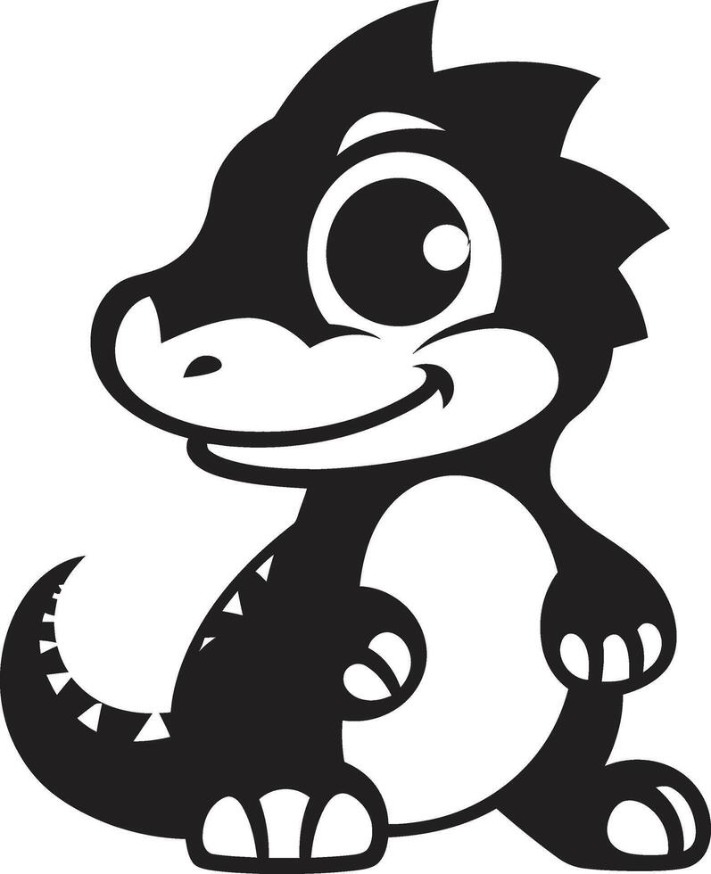 Charming Dino Chic Cute Black Dino Hug Delight Black vector