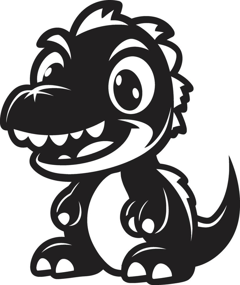 Cuddly Dino Chic Black Enchanting Dino Charm Cute Black vector