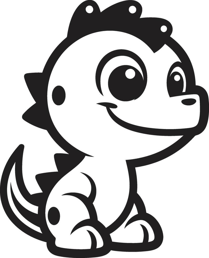 Tiny T Rex Treasures Black Whimsical Dino Charm Cute Black vector