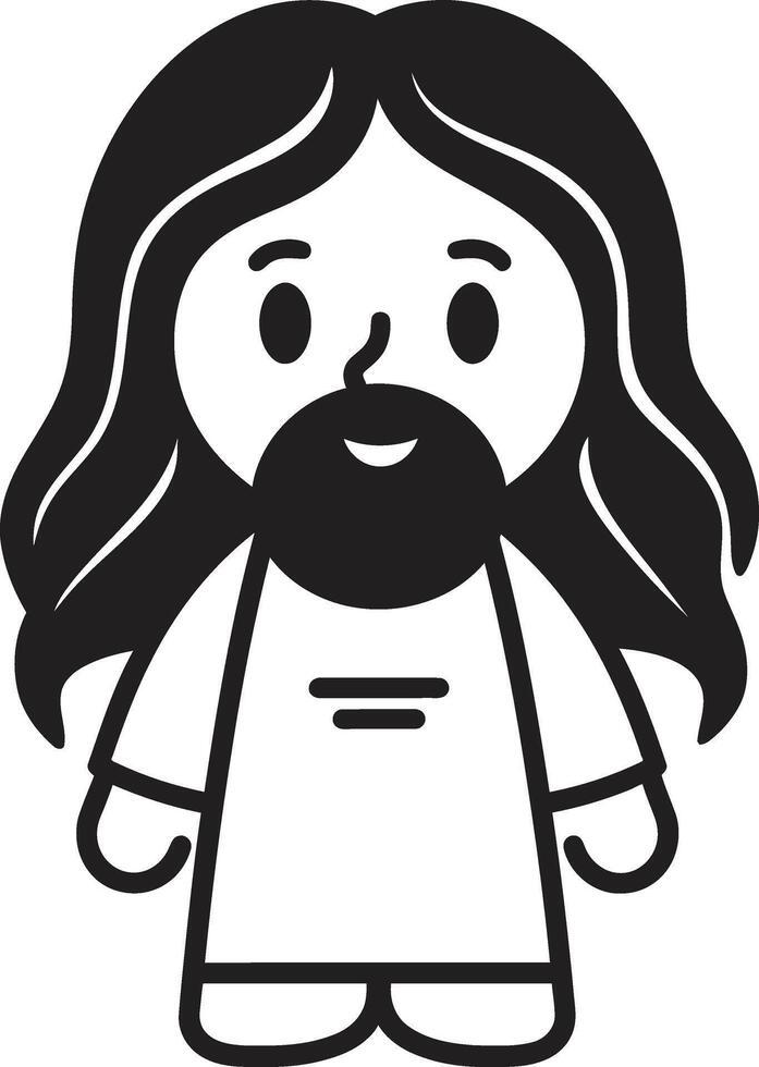 Kind Savior Cute Jesus Black Eternal Love Cartoon Jesus in Black vector