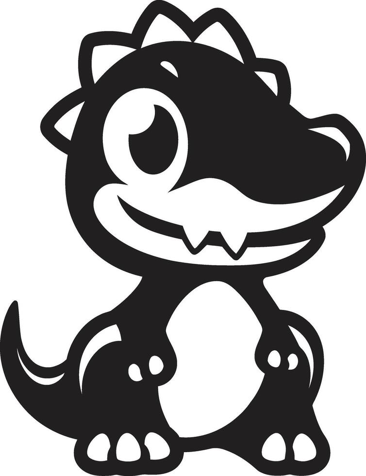 Sweet Dino Smile Cute Black Tiny T Rex Treasures Black vector