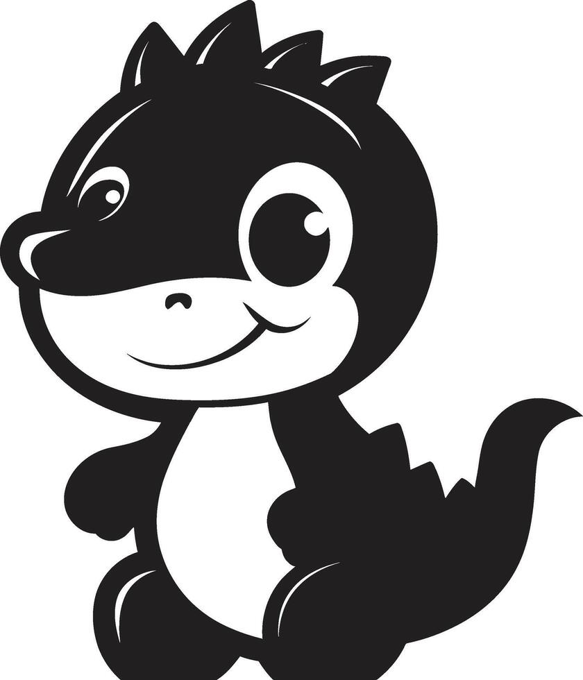 Cartoon Dino Cuteness Black Endearing Dino Chic Black Cartoon vector