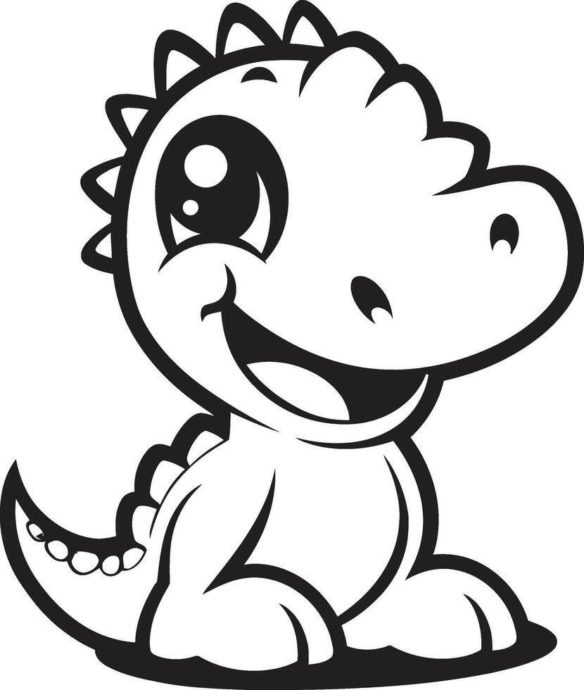 Friendly Dino Face Black Cuddly Dino Chic Black vector