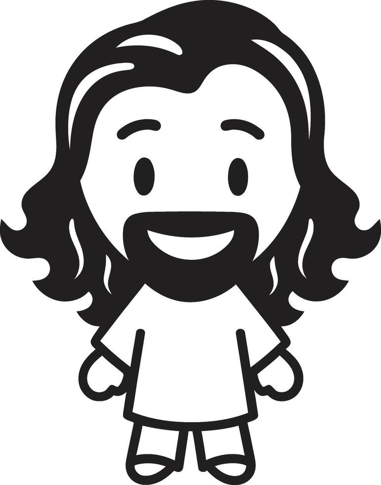 Heavenly Grace Cute Jesus Black Kind Radiance Cartoon Jesus Black vector