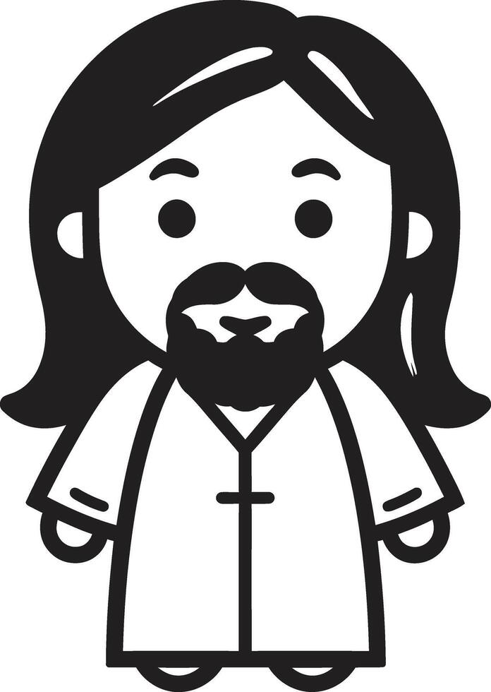 Heavenly Joy Cartoon Jesus Black Kind Savior Cute Jesus Black vector